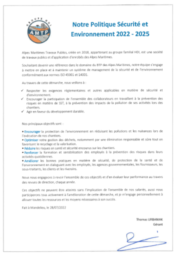 politique sécurité environnement AMTP
